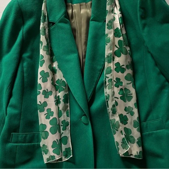 Pendleton pure virgin wool Green Blazer with Shamrock Scarf - Picture 8 of 9